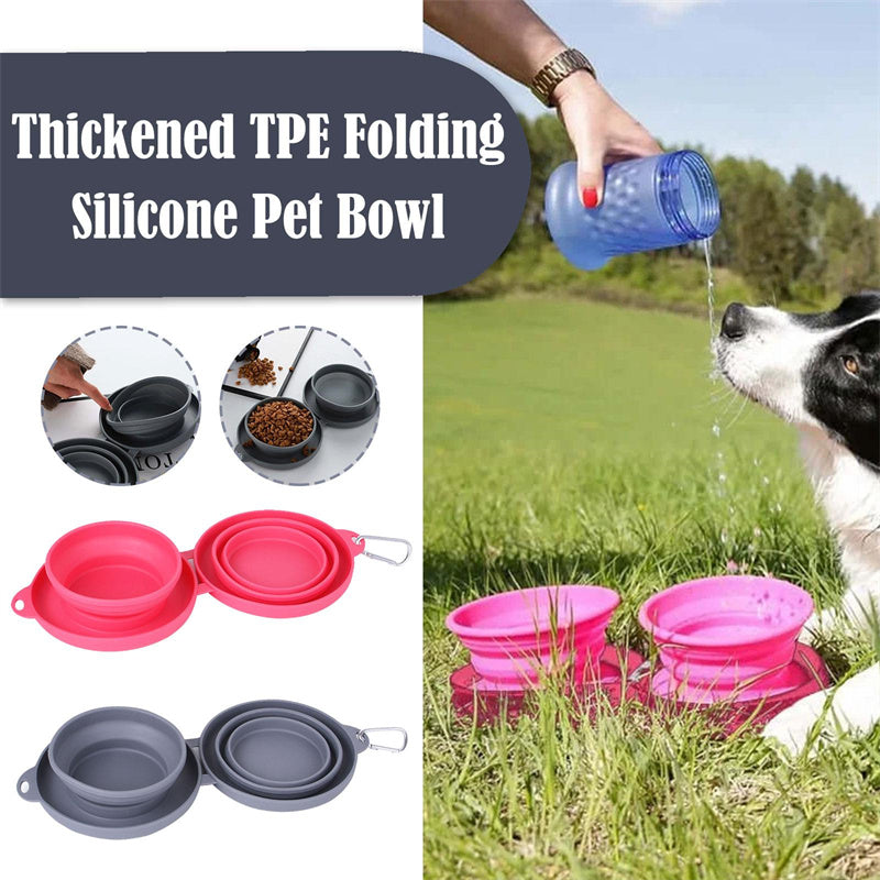 foldable double bowl pet feeding