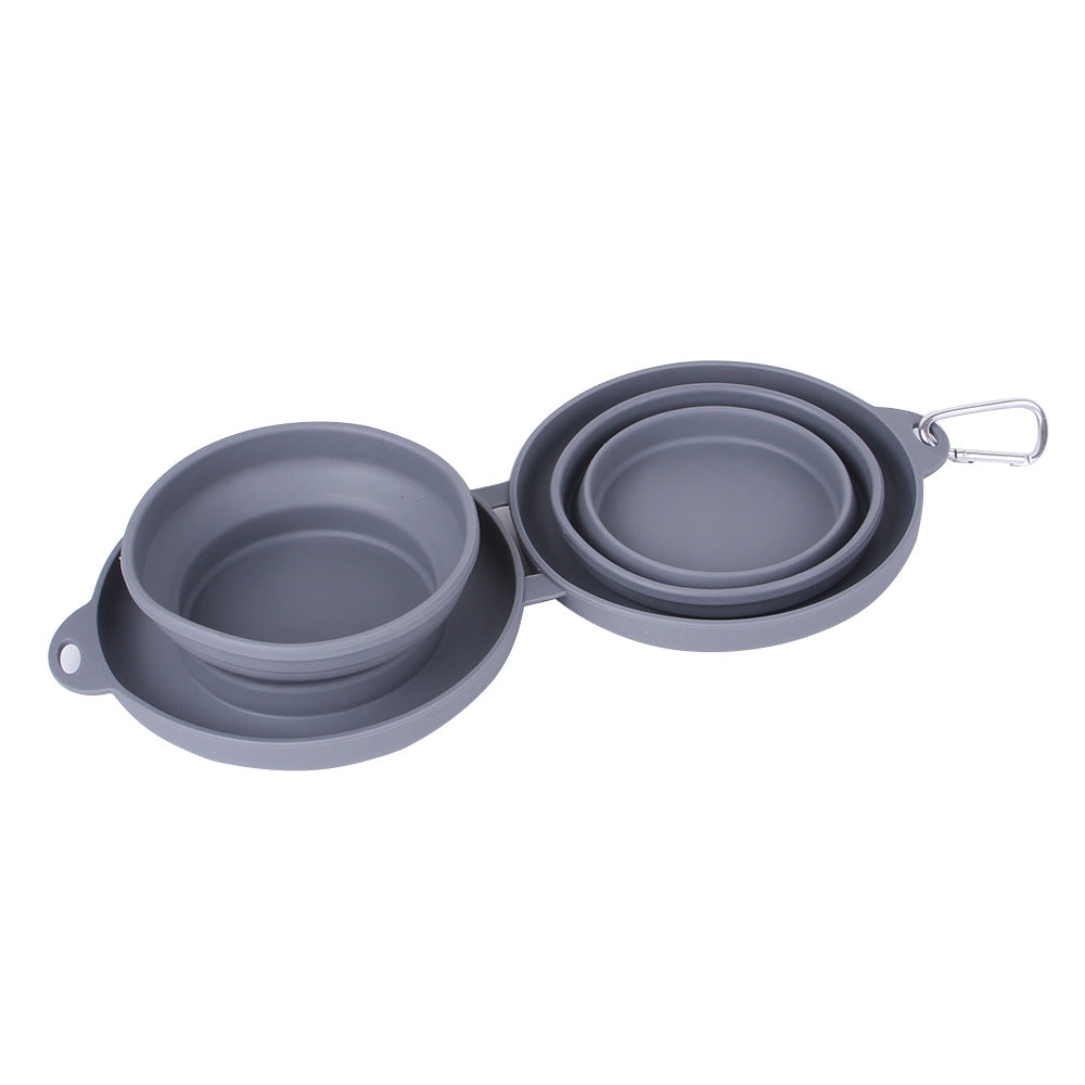 foldable double bowl pet feeding