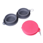foldable double bowl pet feeding