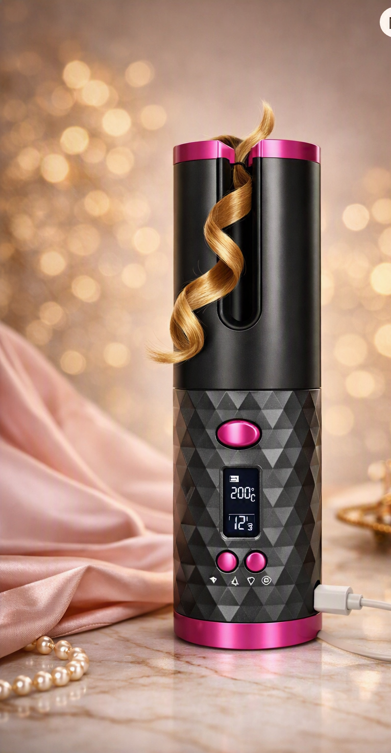 Hair Curler LCD Cordless Auto Rotating Waver Curling Iron Ceramic Wireless USA