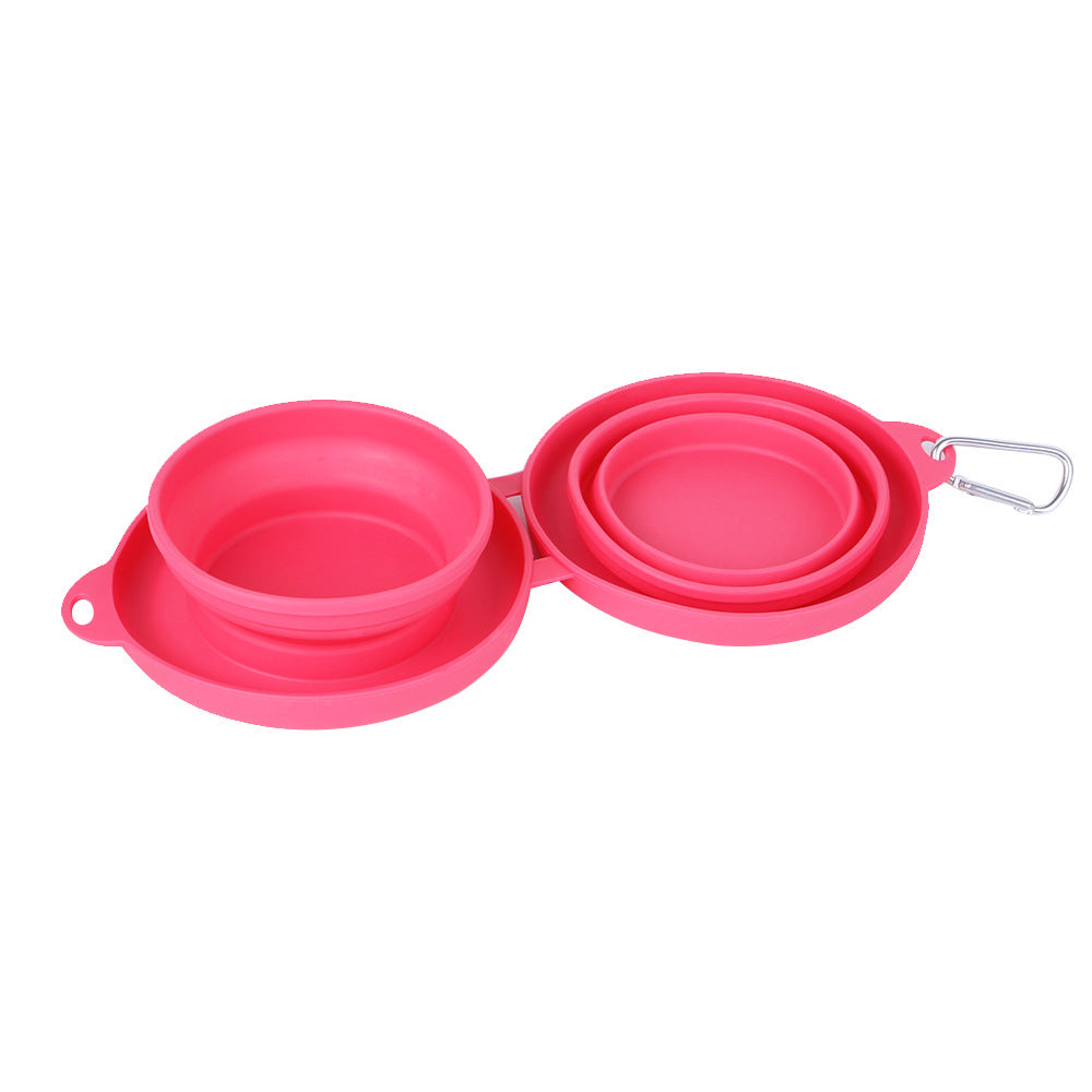 foldable double bowl pet feeding
